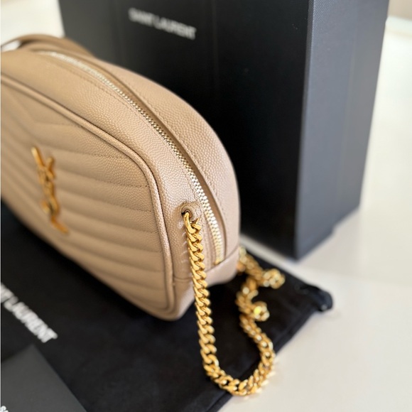 YVES SAINT LAURENT YSL MINI LOU CAMERA BAG IN DARK BEIGE - Picture 6 of 16